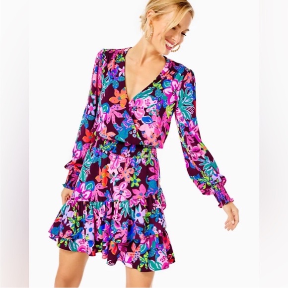 ✨NWT✨ Lilly Pulitzer Floral Long Sleeve Stretch Dress 16 - Picture 6 of 6